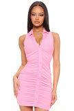 Pink Ribbed Mini Dress