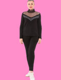 Sweater- mesh high neck