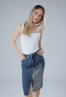 Asymmetry denim skirt