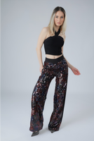 Sequin Embroidered Wide Leg Pants