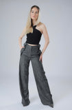 Anthracite High-Waisted Wide Leg Pants